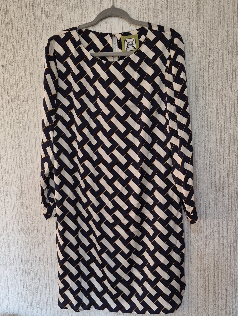 Elizabeth McKay Size 10 Silk Blend Geometric Shift Dress Stretchy